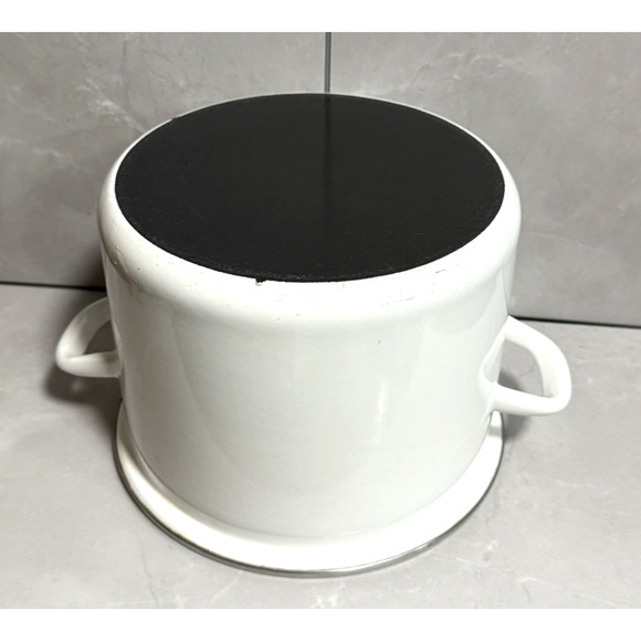 Vintage Chantal 9 Qt Stockpot w/ Steamer Insert #33-240S White Enamel Germany - Picture 9 of 10